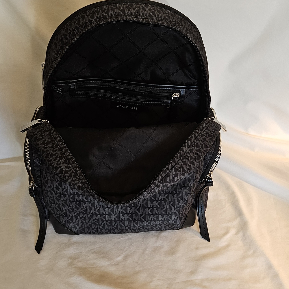 Michael Kors Women's Black Signature MK Backpack - Picture 4 of 8